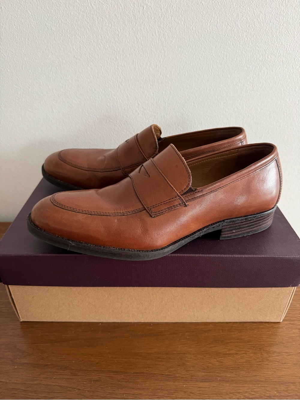Johnston & Murphy Tan Leather Penny Loafers